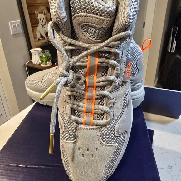 Fila Ranger Boot Mid-Top Suede Shoes Gray / Orange 1BM01277-082 Mens Size 10 NEW - Picture 2 of 9